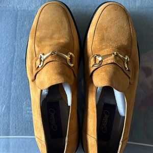 Mustard color suede shoes